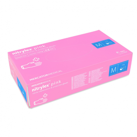 Pink powder-free nitrile gloves PINK M