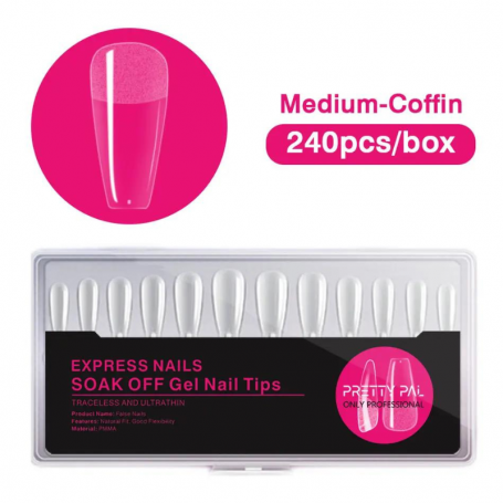 Flexy Gel Tips - Medium-Coffin -240 pcs