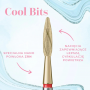 A drill bit in the shape of a long flame with COOL BITS GOLD LINE IQNAILS 32