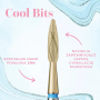 A drill bit in the shape of a long flame with COOL BITS GOLD LINE IQNAILS 33