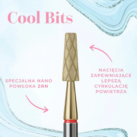 Nail drill bits in the shape of a truncated cone –  with slots COOL BITS GOLD IQNAILS 36