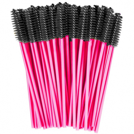 Eyelash and eyebrow spiral brush, Clavier 50 pcs. - light pink-black 3