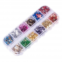 Nail gold foil chrome in flakes for nail decoration, decoration no. 74, mix of colors, 12 pcs.