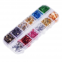 Gilding, chrome foil in flakes for nail decorations in a cassette, decoration no. 75, mix of colors, 12 pcs.