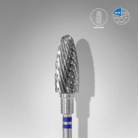 Staleks Carbide nail drill bit for left-handers, round cone, blue, EXPERT, diameter 6 mm / working part 14 mm Staleks Carbide nail drill bit for left-handers, round cone, blue, EXPERT, diameter 6 mm / working part 14 mm