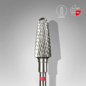 Staleks Carbide nail drill bit frustum red EXPERT head diameter 6 mm / working part 14 mm Staleks Carbide nail drill bit frustum red EXPERT head diameter 6 mm / working part 14 mm