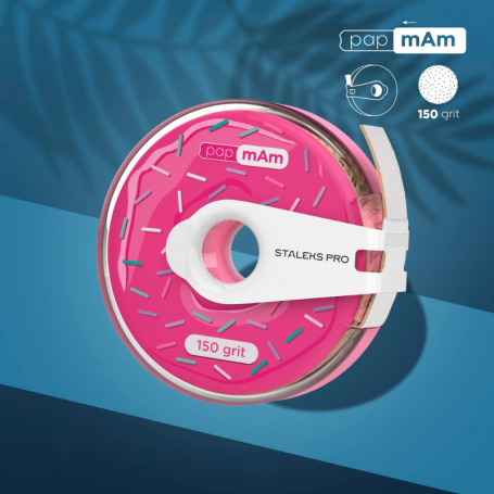 Disposable white abrasive tape papmAm EXPERT in a plastic case