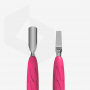 Manicure pusher Gummy with silicone handle UNIQ 10 TYPE 5 (rounded narrow pusher and straight blade)